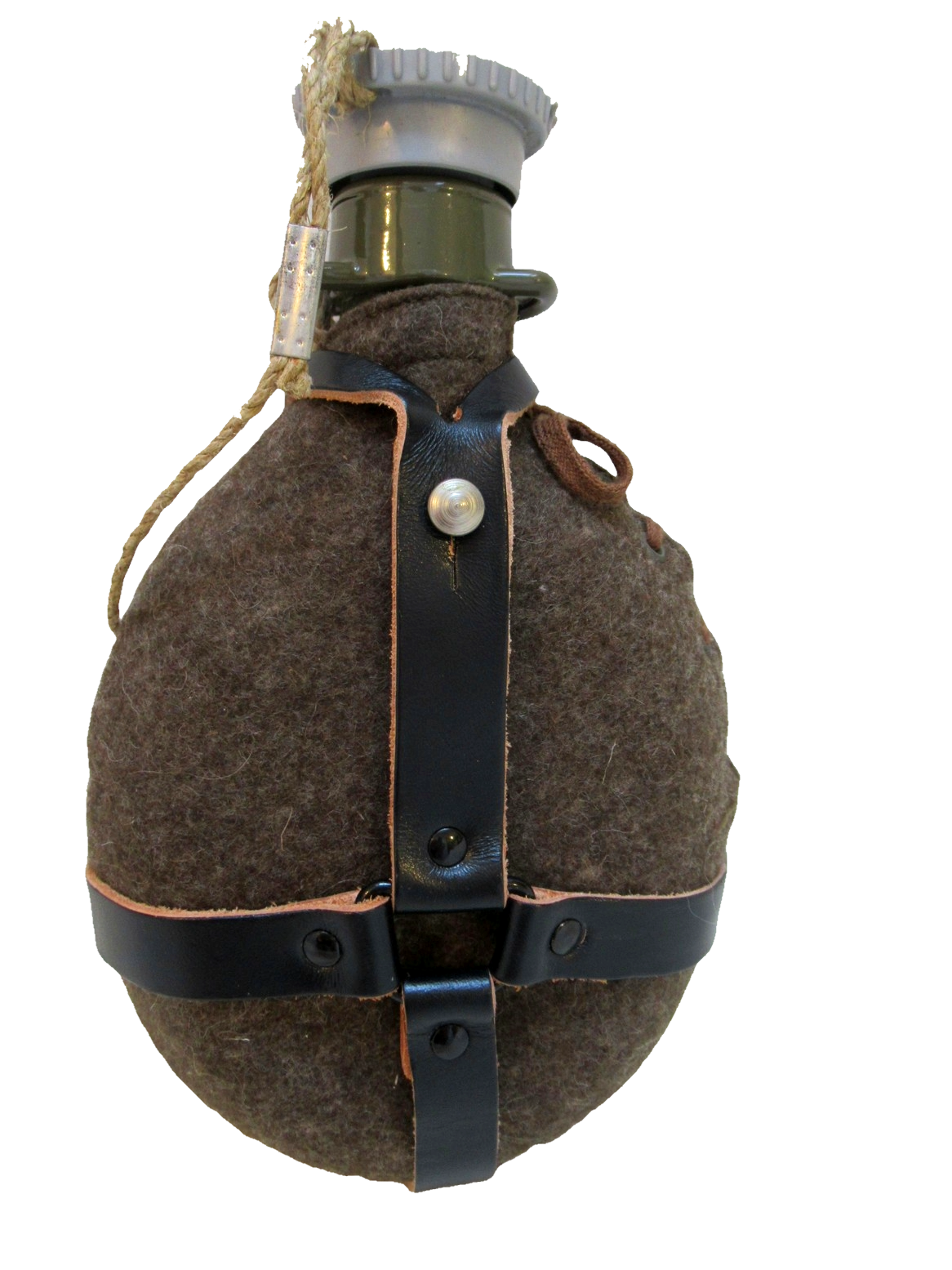 New Vintage Czech army Communist wool canteen flask cask military Soviet laces plastic