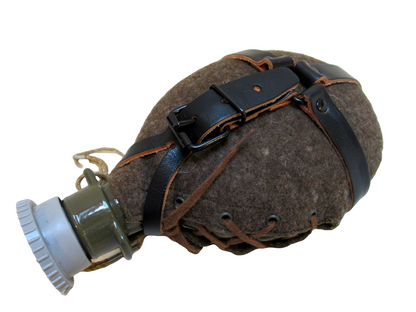 New Vintage Czech army Communist wool canteen flask cask military Soviet laces plastic