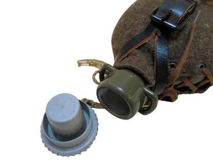 New Vintage Czech army Communist wool canteen flask cask military Soviet laces plastic