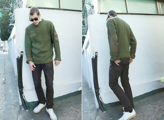 Vintage Czech army olive commando jumper sweater pullover sweatshirt military pulli khaki green
