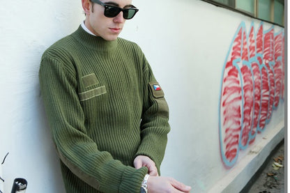 Vintage Czech army olive commando jumper sweater pullover sweatshirt military pulli khaki green