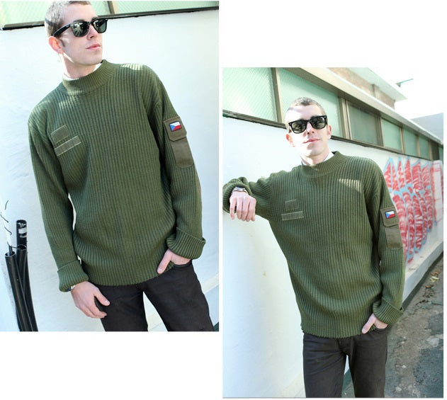 Vintage Czech army olive commando jumper sweater pullover sweatshirt military pulli khaki green
