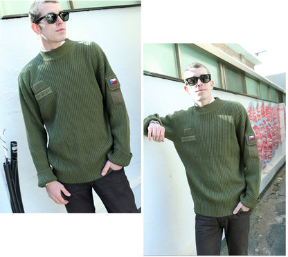 Vintage Czech army olive commando jumper sweater pullover sweatshirt military pulli khaki green