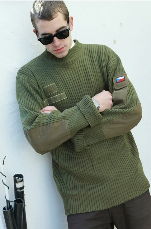 Vintage Czech army olive commando jumper sweater pullover sweatshirt military pulli khaki green
