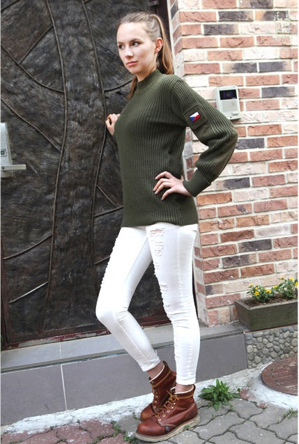 Vintage Czech army olive commando jumper sweater pullover sweatshirt military pulli khaki green women