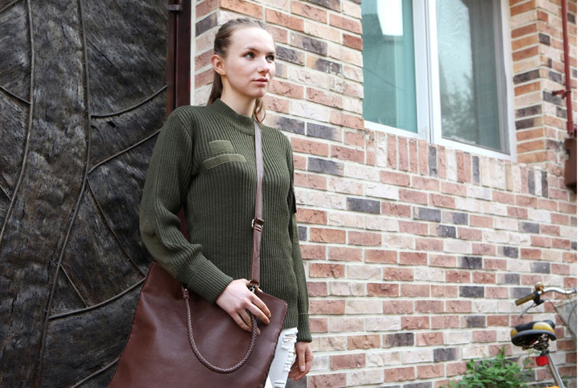 Vintage Czech army olive commando jumper sweater pullover sweatshirt military pulli khaki green women