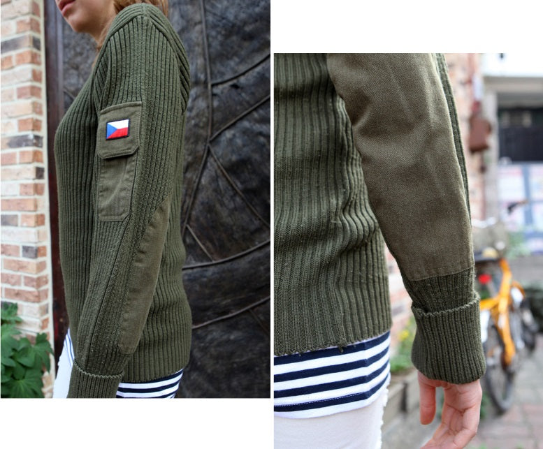 Vintage Czech army olive commando jumper sweater pullover sweatshirt military pulli khaki green women