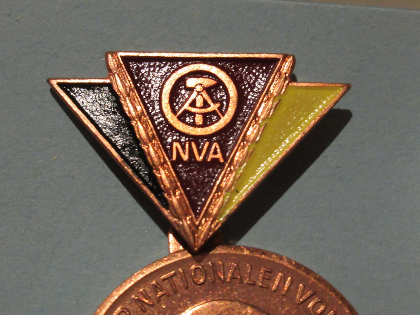 New Vintage East German NVA Reservist bronze medal insignia badge pin communist DDR