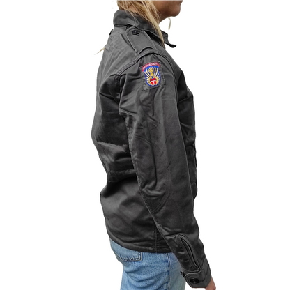 Vintage 1980s Danish Civil Defence work jacket grey military coat army coat w