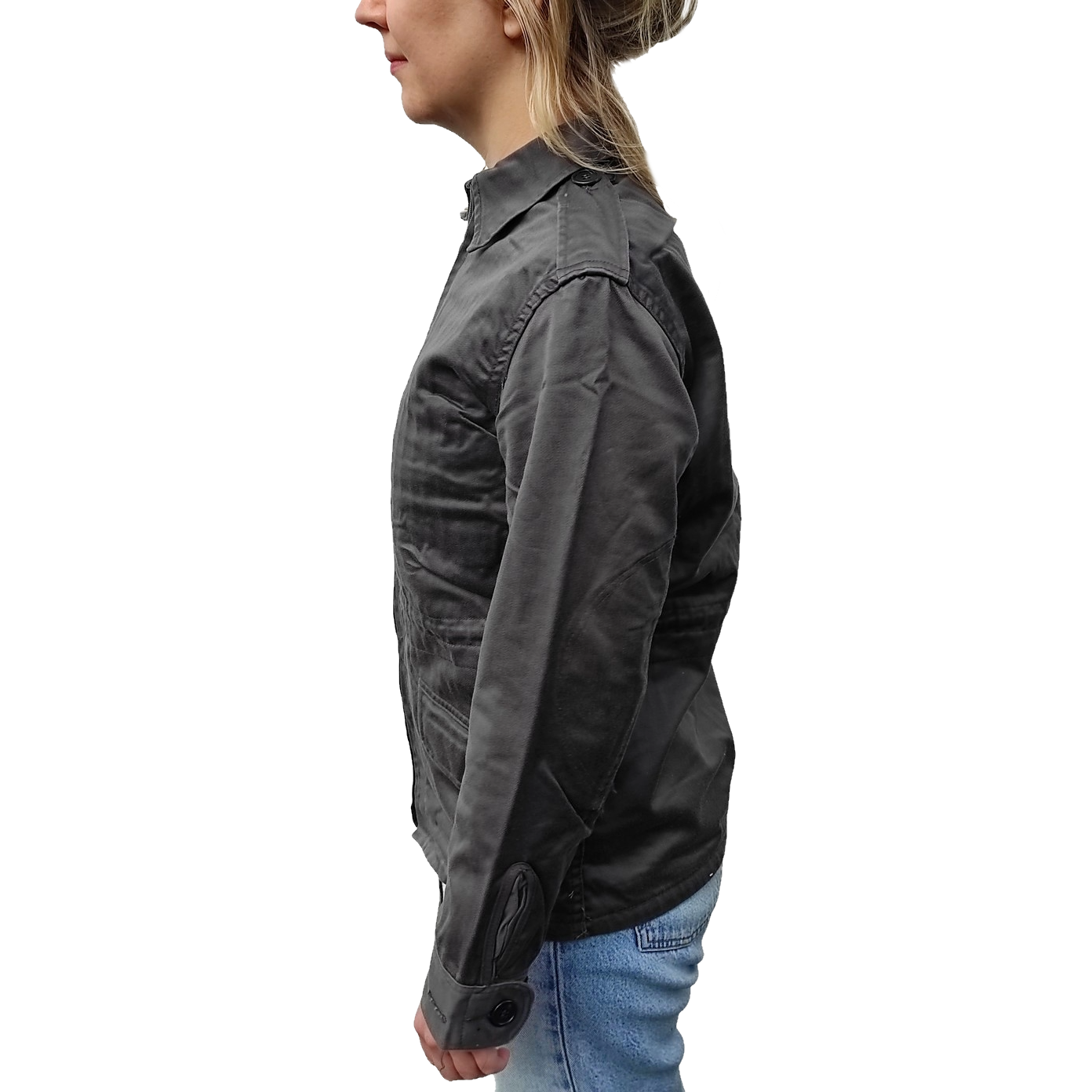 Vintage 1980s Danish Civil Defence work jacket grey military coat army coat w