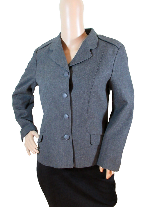 Vintage 1980s Danish Civil Defence blazer jacket grey military coat army type AN