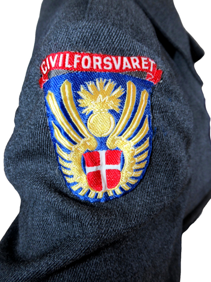 Vintage 1980s Danish Civil Defence work jacket grey military coat army coat w