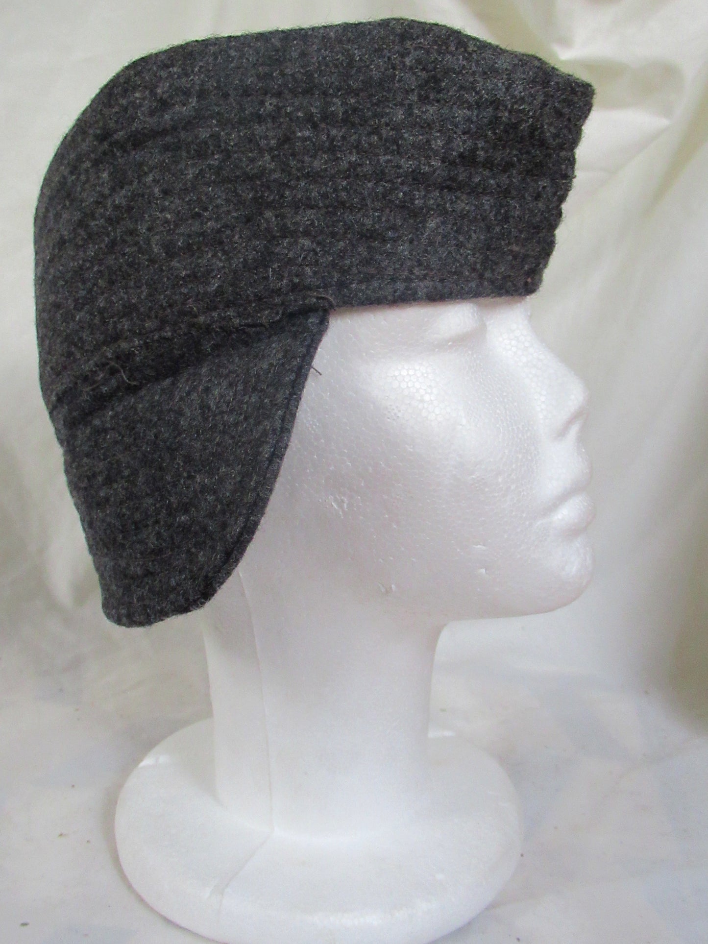 New Vintage Danish civil defence wool flat cap winter hat army military navy garrison forage side ear flaps