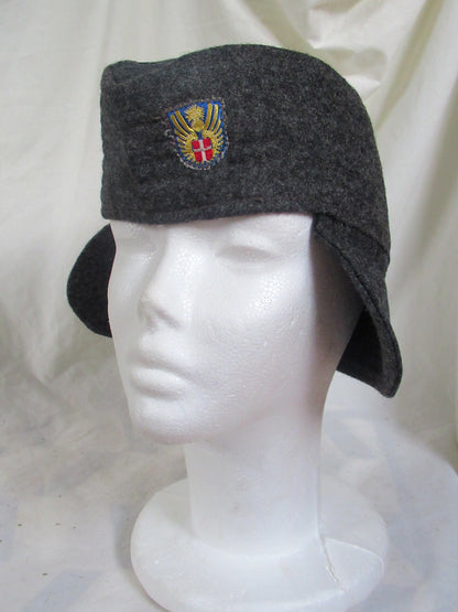 New Vintage Danish civil defence wool flat cap winter hat army military navy garrison forage side ear flaps