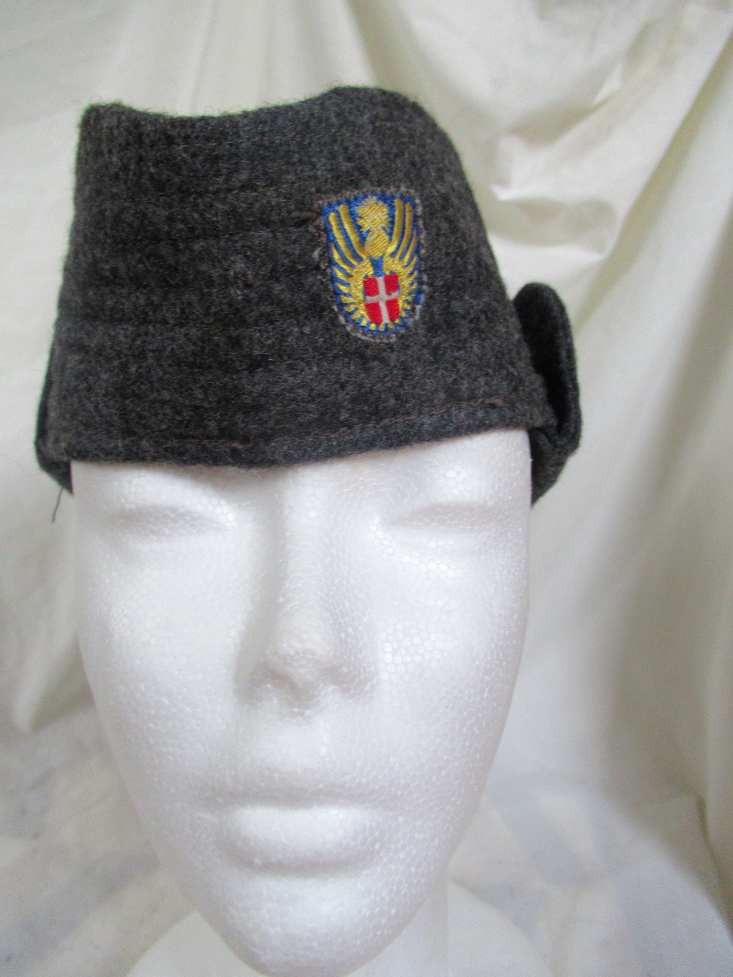 New Vintage Danish civil defence wool flat cap winter hat army military navy garrison forage side ear flaps