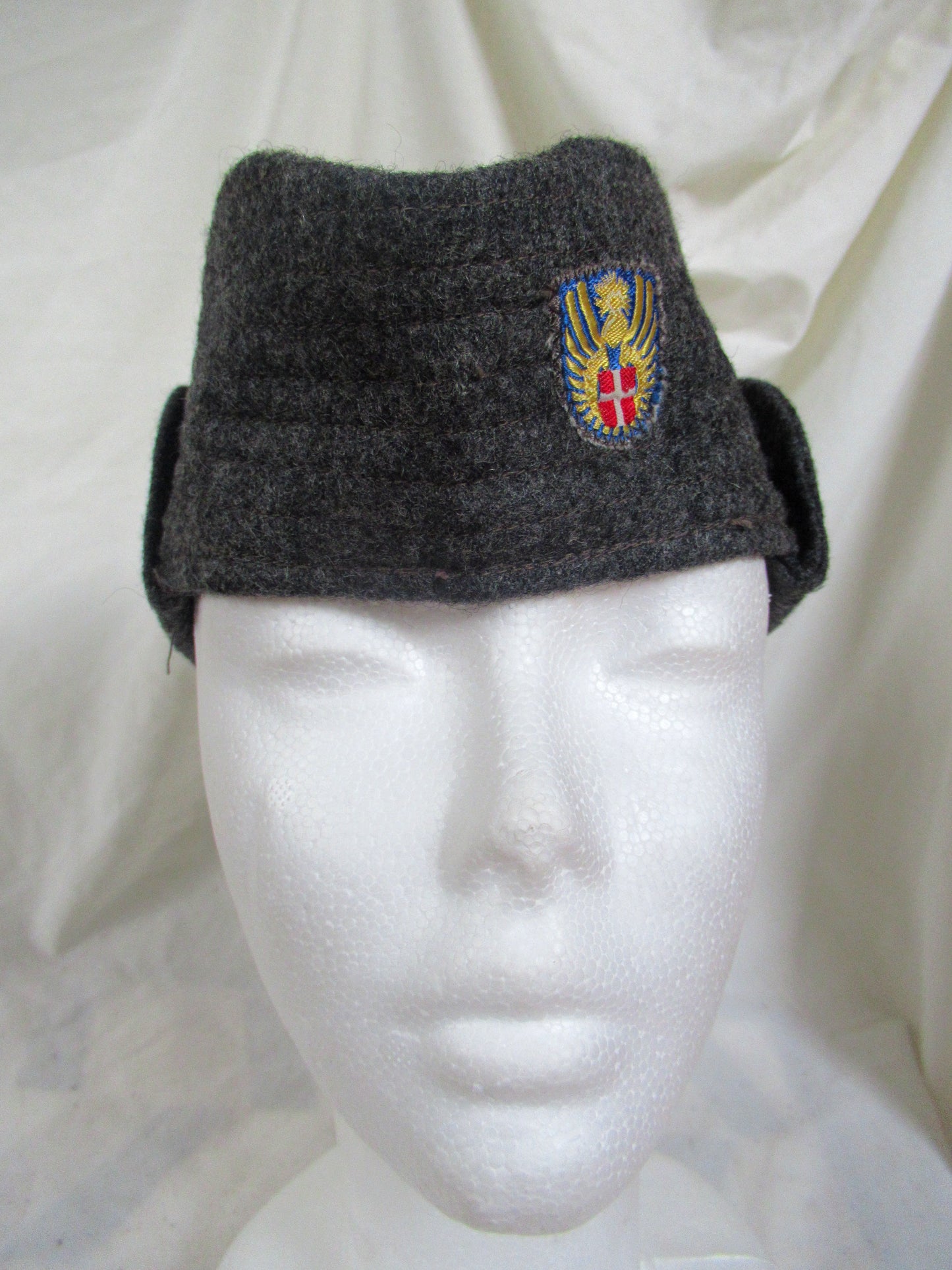 New Vintage Danish civil defence wool flat cap winter hat army military navy garrison forage side ear flaps