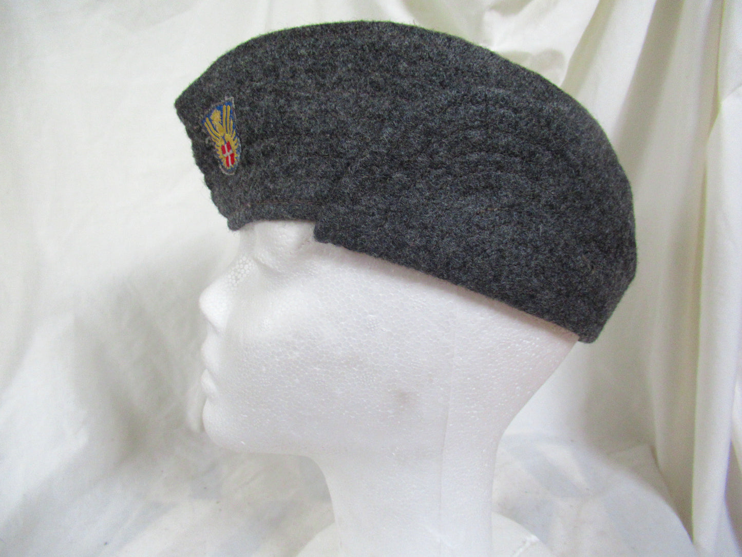 New Vintage Danish civil defence wool flat cap winter hat army military navy garrison forage side ear flaps