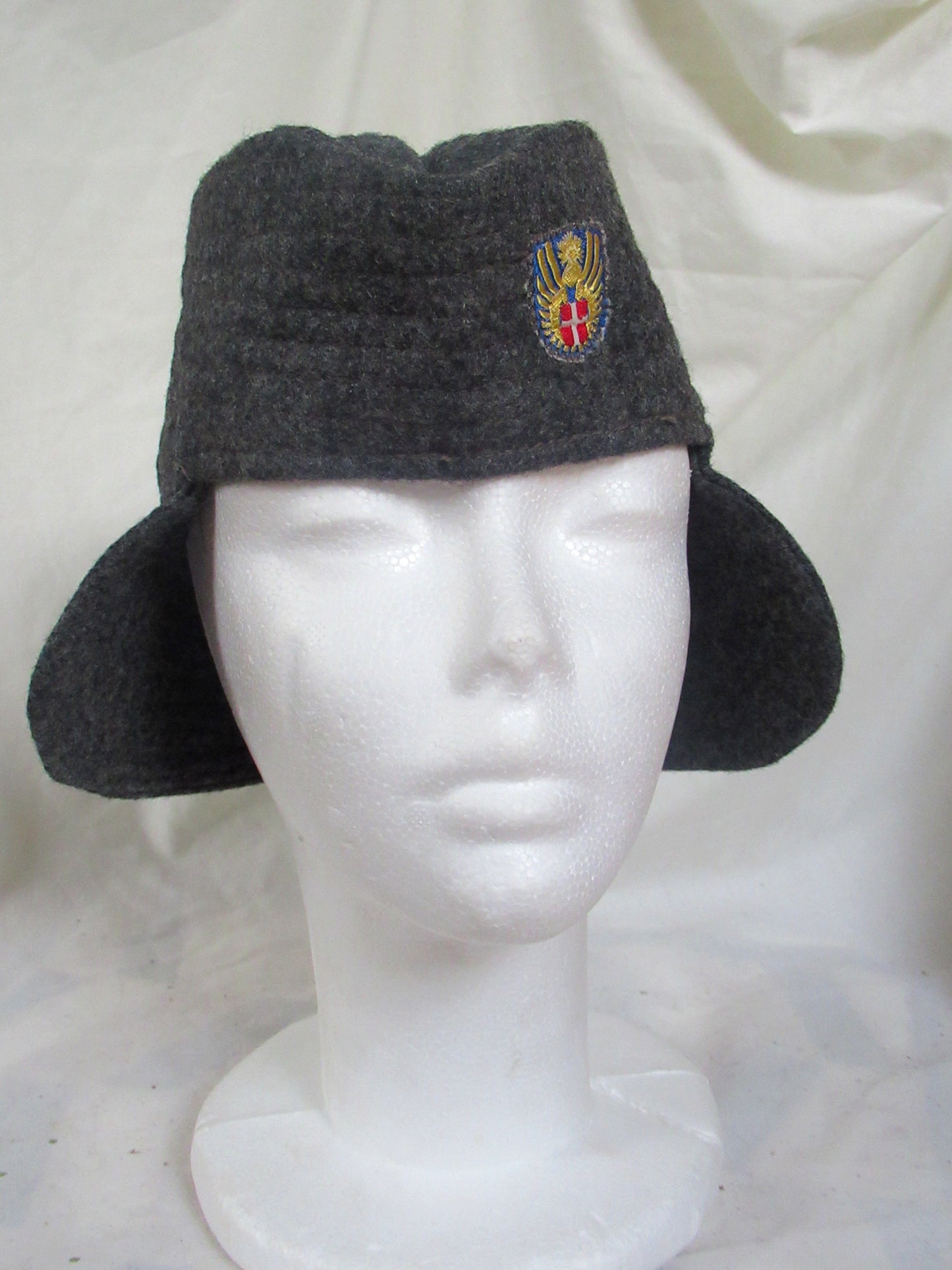 New Vintage Danish civil defence wool flat cap winter hat army military navy garrison forage side ear flaps