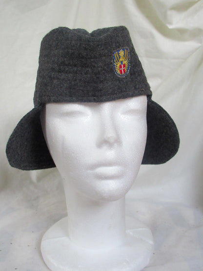 New Vintage Danish civil defence wool flat cap winter hat army military navy garrison forage side ear flaps