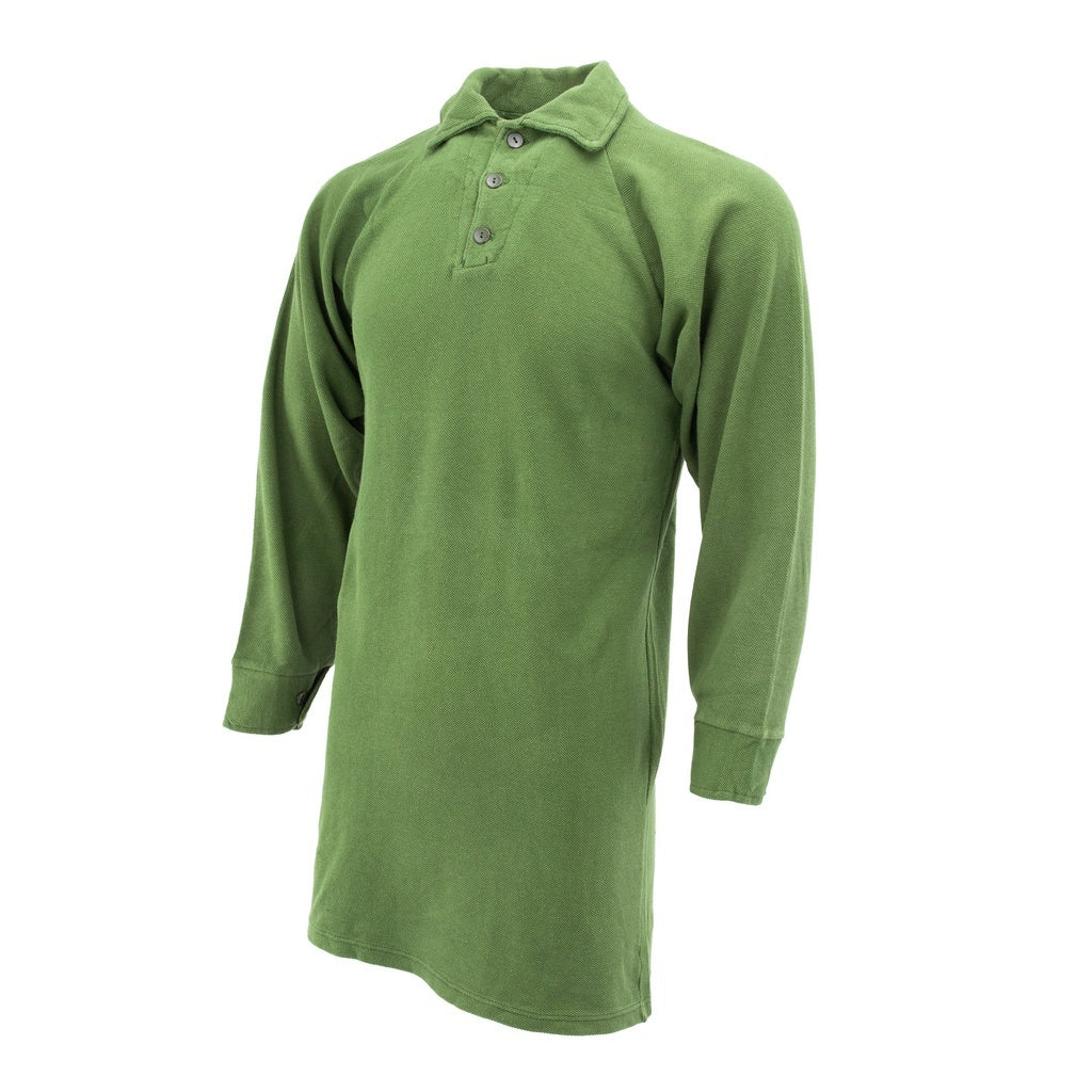 Vintage 1980s Danish army green sleep shirt norgie military undershirt thermal waffle pattern