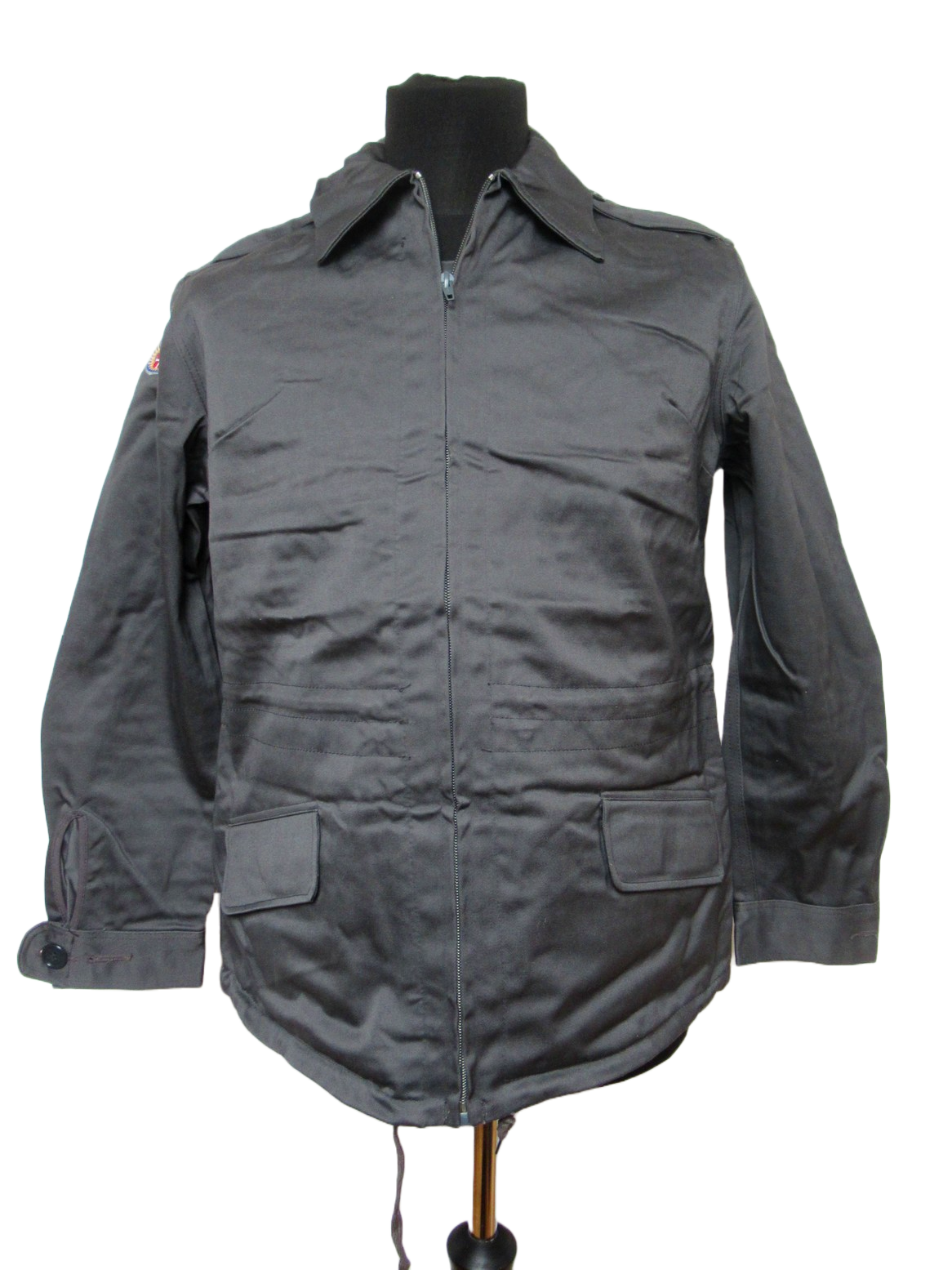 Vintage 1980s Danish Civil Defence work jacket grey military coat army coat m