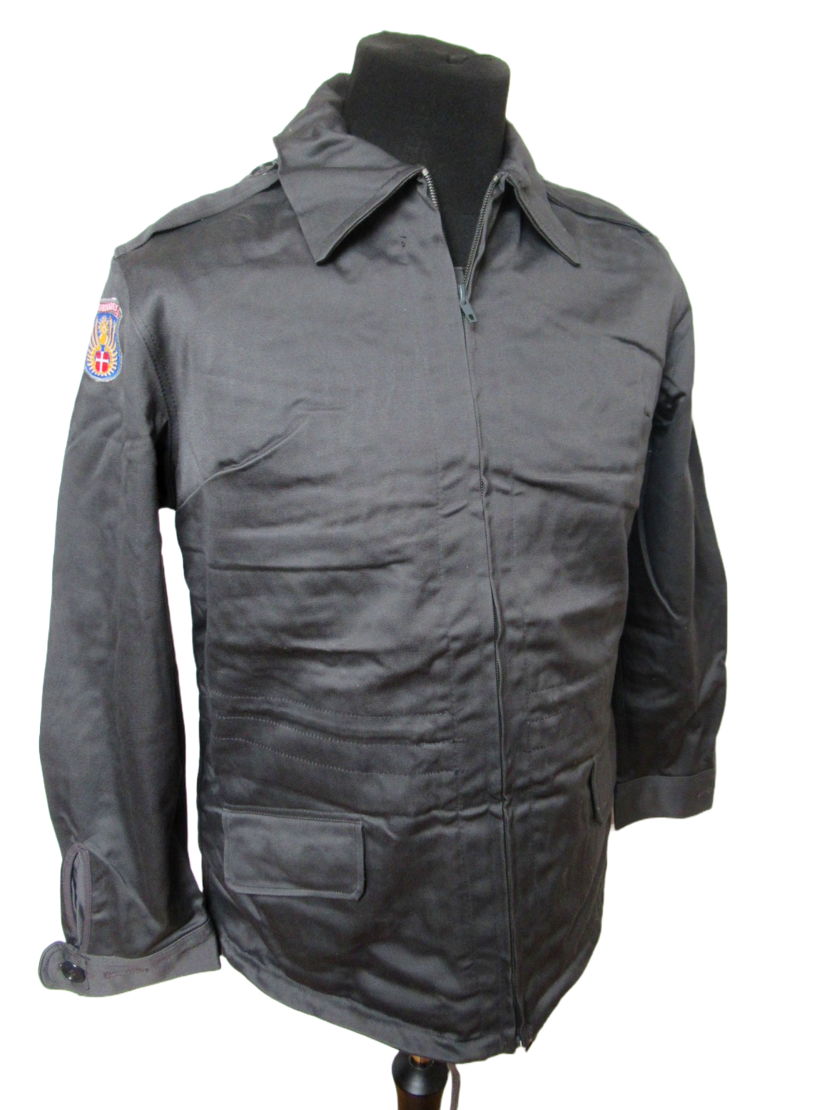 Vintage 1980s Danish Civil Defence work jacket grey military coat army coat m