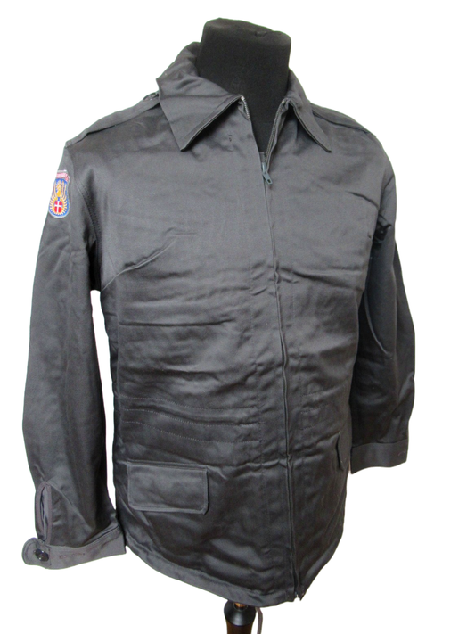 Vintage 1980s Danish Civil Defence work jacket grey military coat army coat m
