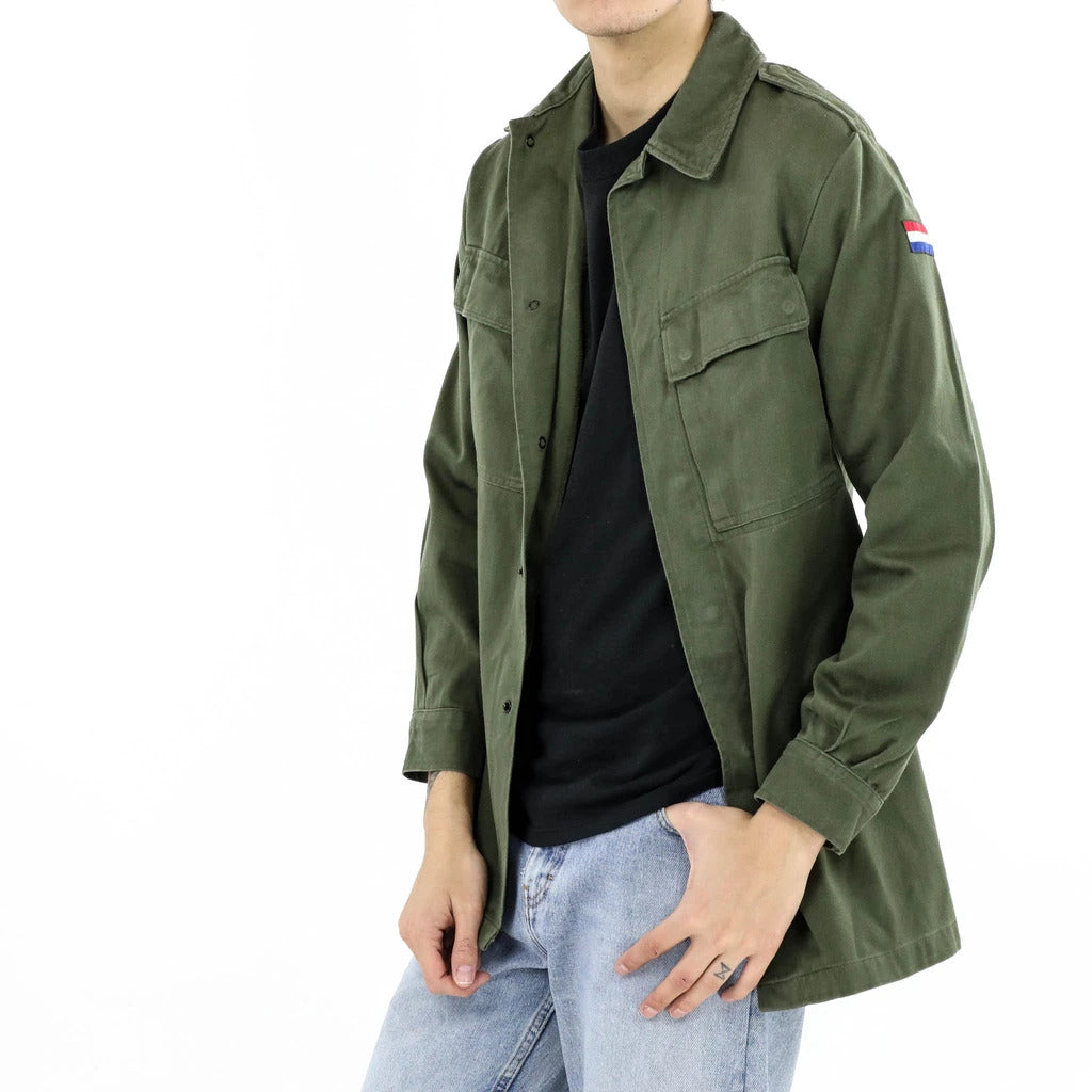 New Vintage Dutch army field shirt jacket coat fieldshirt olive khaki military moleskin style Unissued Dead Stock