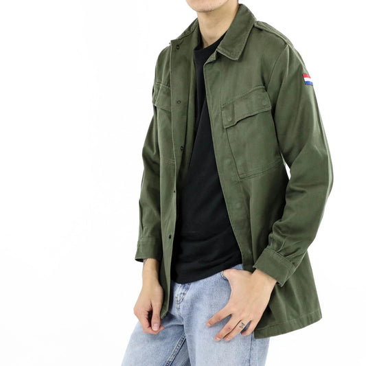 New Vintage Dutch army field shirt jacket coat fieldshirt olive khaki military moleskin style Unissued Dead Stock