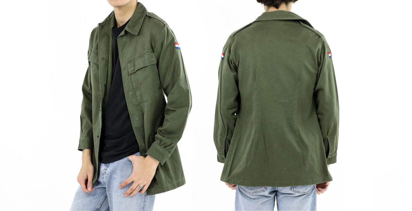 New Vintage Dutch army field shirt jacket coat fieldshirt olive khaki military moleskin style Unissued Dead Stock