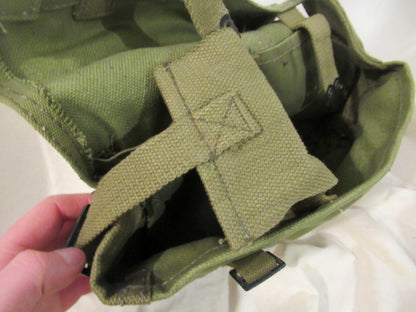 Vintage Greek army canvas haversack bag satchel military with straps greenish