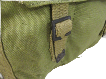 Vintage Greek army canvas haversack bag satchel military with straps greenish