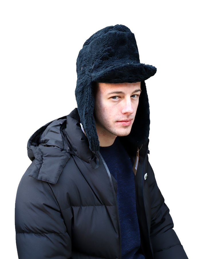 New  Vintage  1990s Dutch army winter hat black furry thermal lined cap military insulated extreme cold weather Unissued