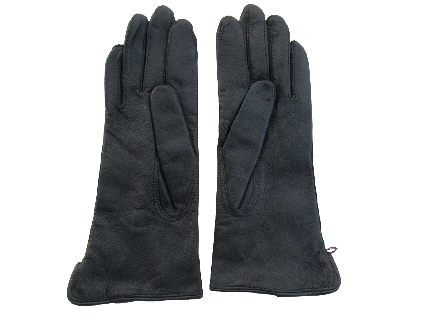 Vintage Dutch Army women's black leather gloves mittens lined military spri-aut