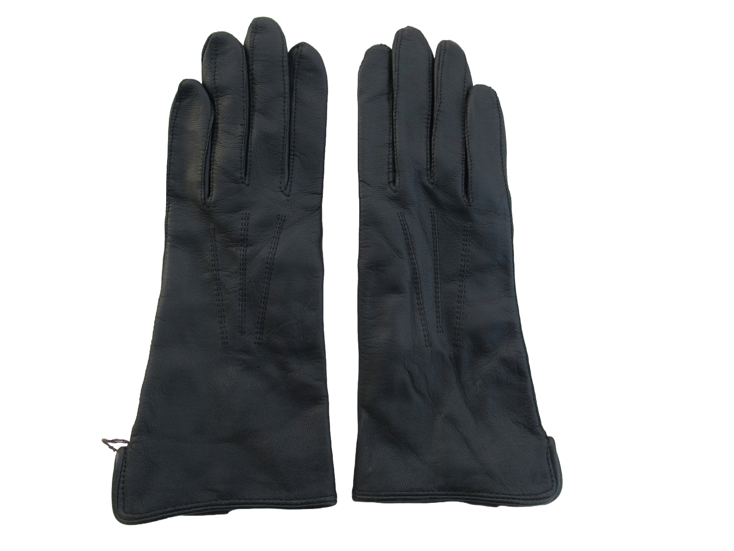 Vintage Dutch Army women's black leather gloves mittens lined military spri-aut