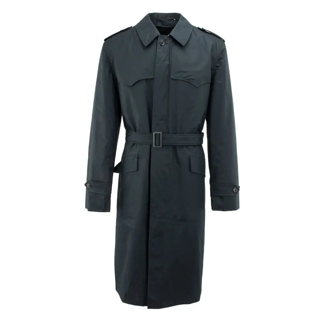 Vintage Dutch Army black raincoat coat trench mac mackintosh military overcoat