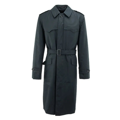 Vintage Dutch Army black raincoat coat trench mac mackintosh military overcoat