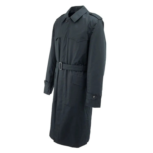 Vintage Dutch Army black raincoat coat trench mac mackintosh military overcoat