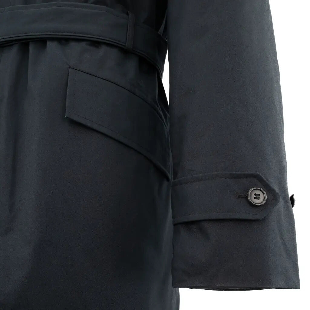 Vintage Dutch Army black raincoat coat trench mac mackintosh military overcoat