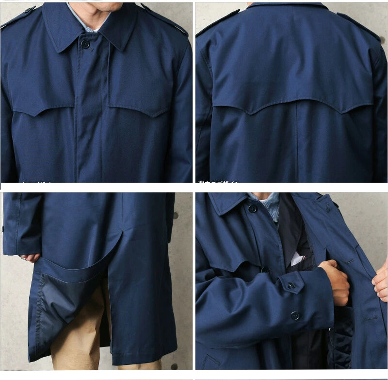 Vintage 1990s Dutch Air Force blue overcoat military army coat showerproof
