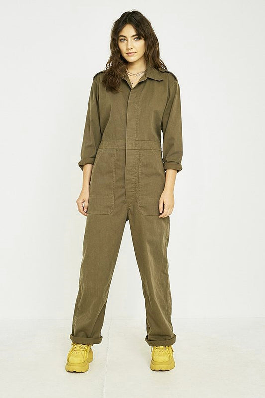 Vintage Dutch army green mechanics boiler suit coverall combi overall military jumpsuit overall w
