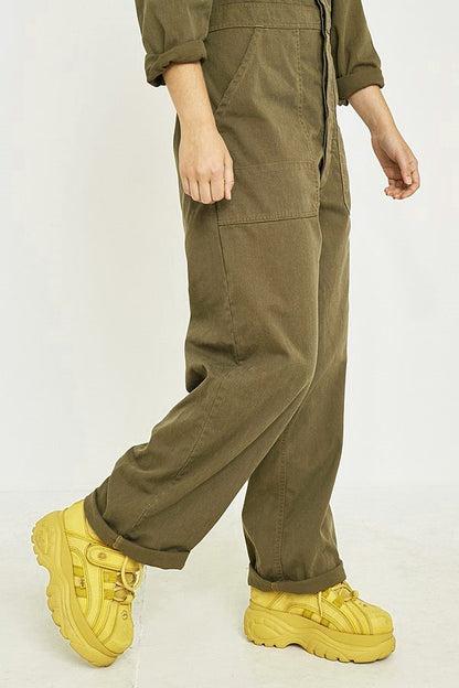 Vintage Dutch army green mechanics boiler suit coverall combi overall military jumpsuit overall w