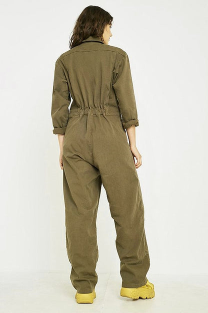 Vintage Dutch army green mechanics boiler suit coverall combi overall military jumpsuit overall w