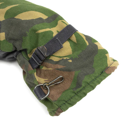 Dutch Army winter camouflage mittens DPM gloves faux fur lining, leather thumb and palm camo military