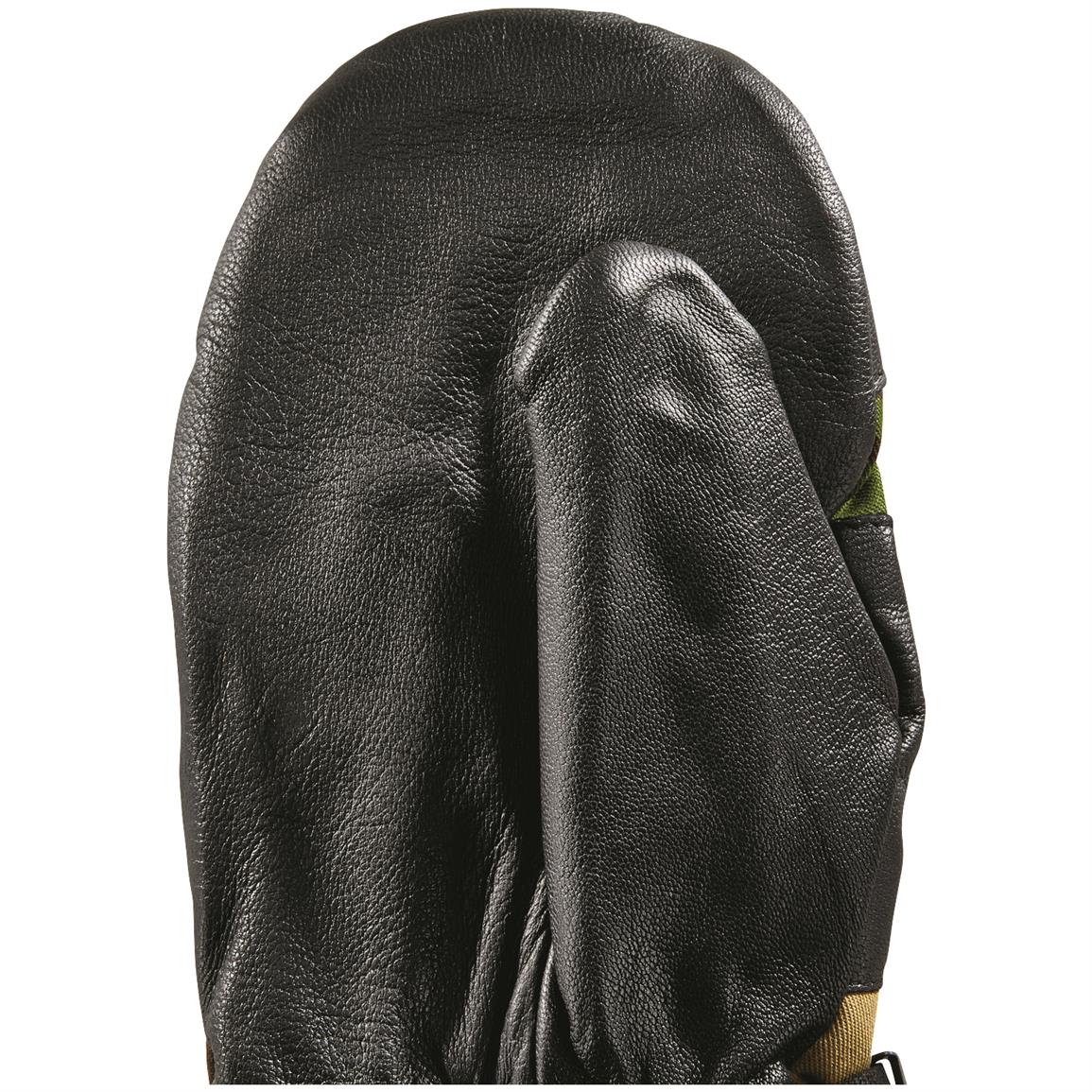 New vintage Dutch Army winter camouflage mittens DPM gloves faux fur lining, leather thumb and palm camo military