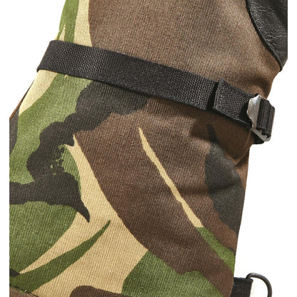 New vintage Dutch Army winter camouflage mittens DPM gloves faux fur lining, leather thumb and palm camo military