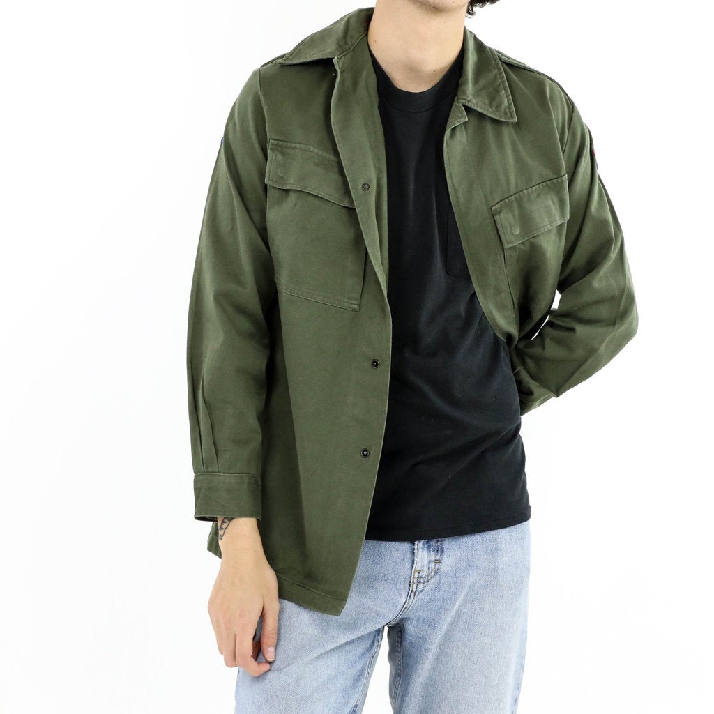 New Vintage Dutch army field shirt jacket coat fieldshirt olive khaki military moleskin style Unissued Dead Stock