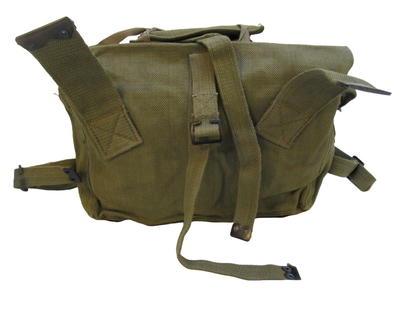 Vintage Greek army canvas haversack bag satchel military MISSING STRAPS beige