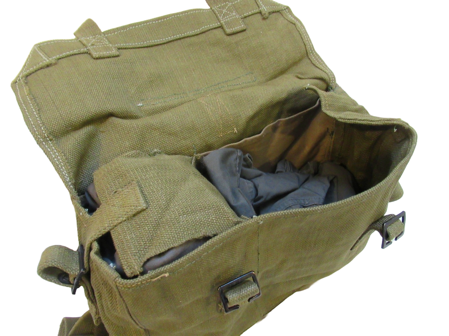 Vintage Greek army canvas haversack bag satchel military MISSING STRAPS beige