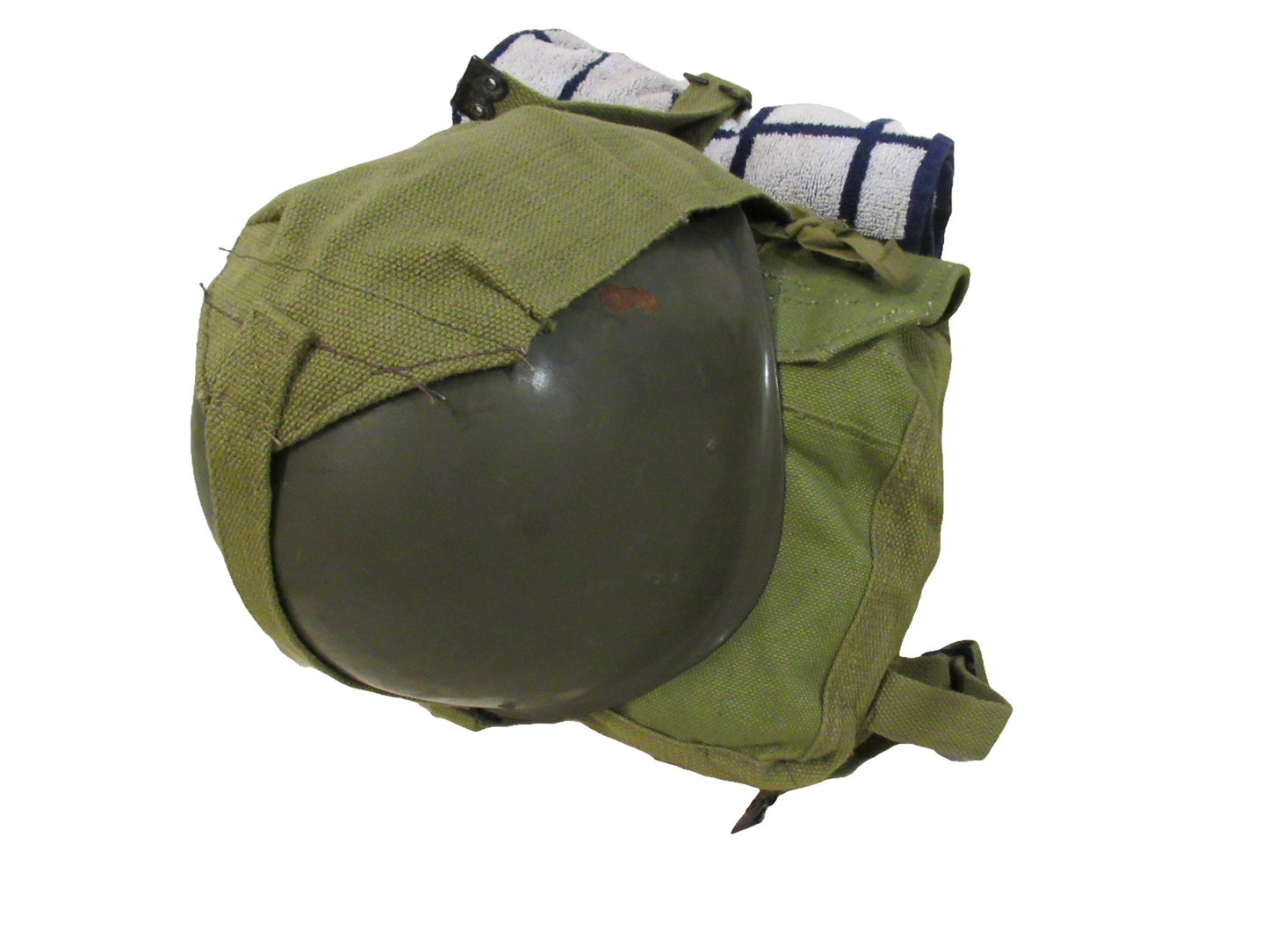 Vintage Greek army canvas haversack bag satchel military MISSING STRAPS beige